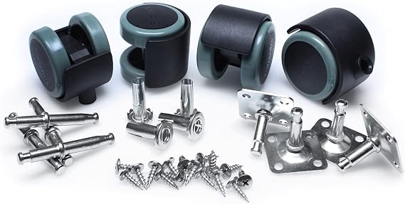 Slipstick CB681 2 Inch Floor Protector Rubber Caster Wheels (Set of 4) 5/16 Inch Stem or Top Plate Mounting Options - Black/Gray Green