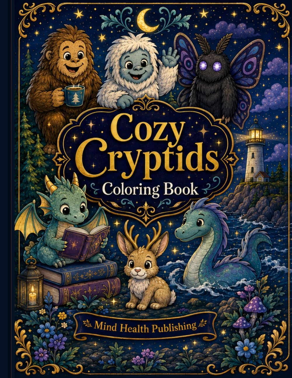 Cozy Cryptids Coloring Book: Cute and Relaxing Fantasy Creatures for Kids, Teens, and Adults