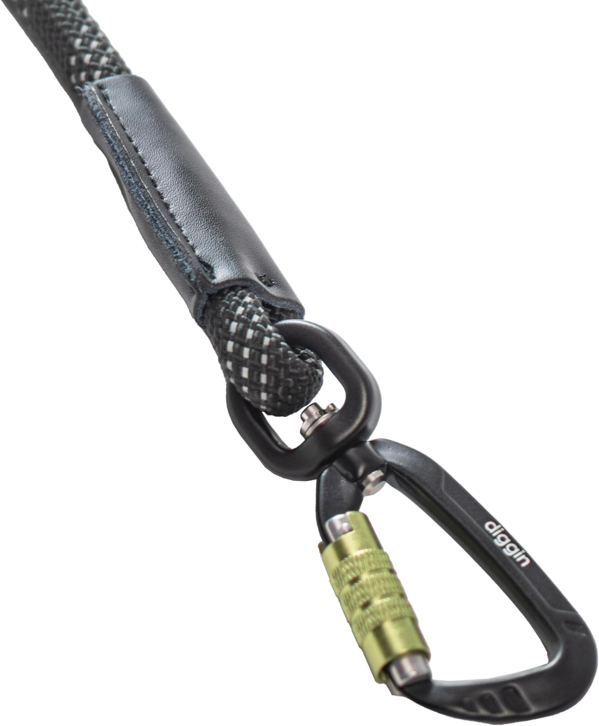 DIGGIN Quick Control Dog Leash with Carabiner Clip + Swivel Technology | 11mm Thick, 5ft Long | Ultimate Strength, Easy Control