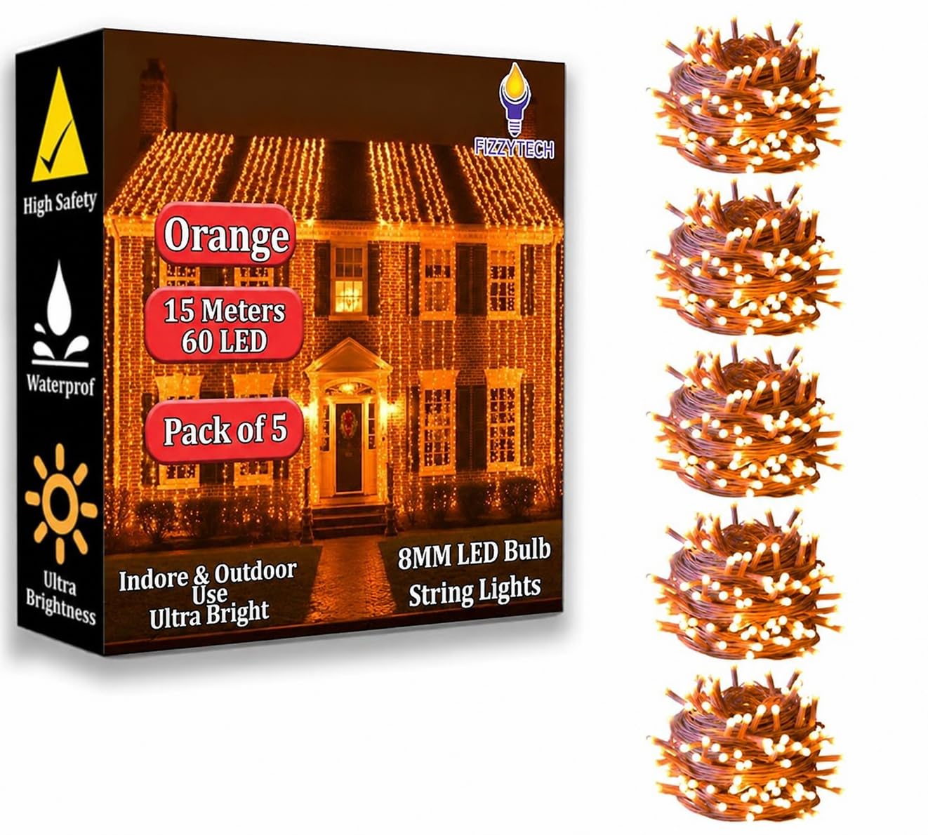 Fairy String Lights - 60 LED 15m Warm White -25