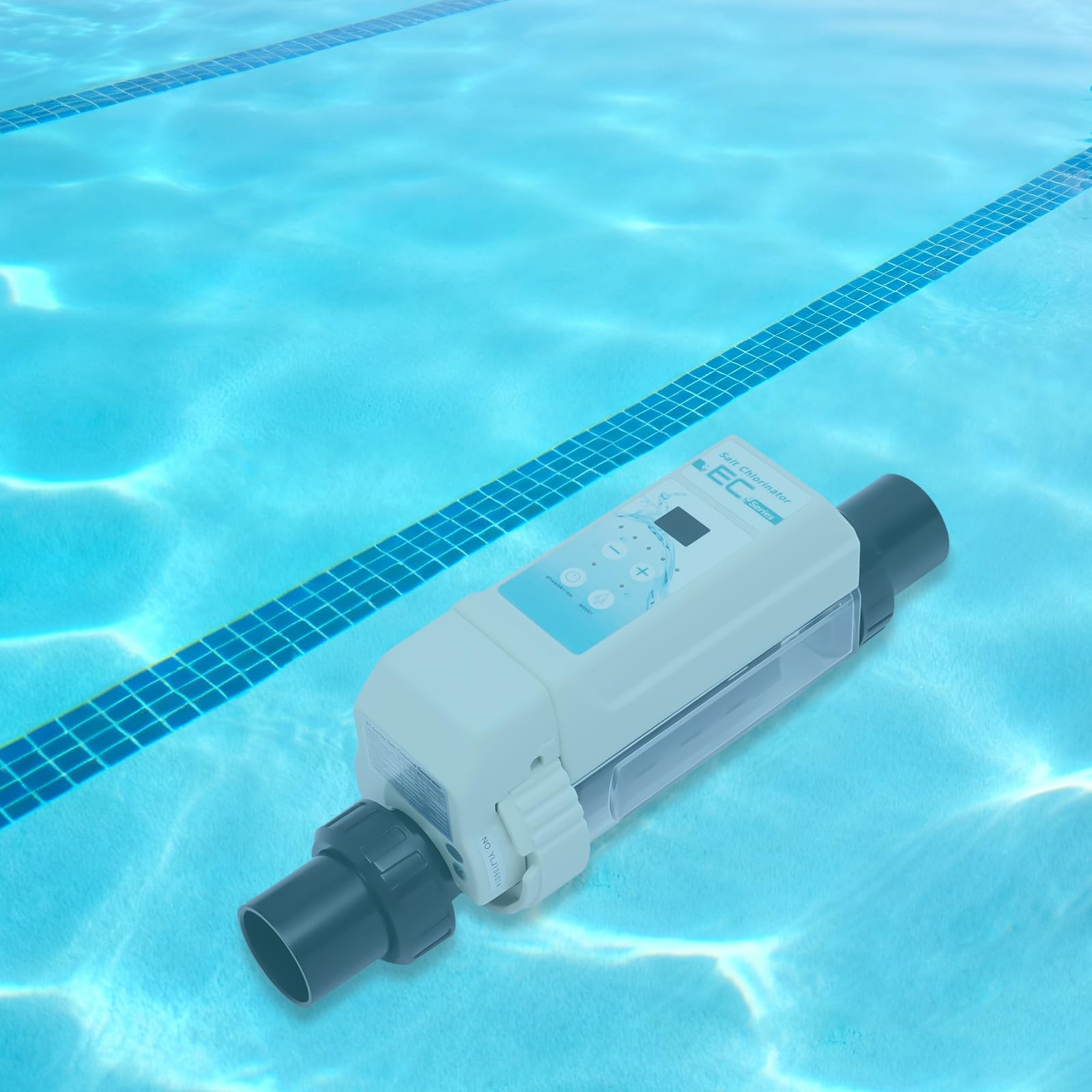 Clorinatore di sale EC08, fino a 50 m³, impianto di acqua salata per piscina, 2700-4500 PPM, emissione di cloro, regolazione intelligente, funzione autopulente, disinfezione salata per piscina e spa