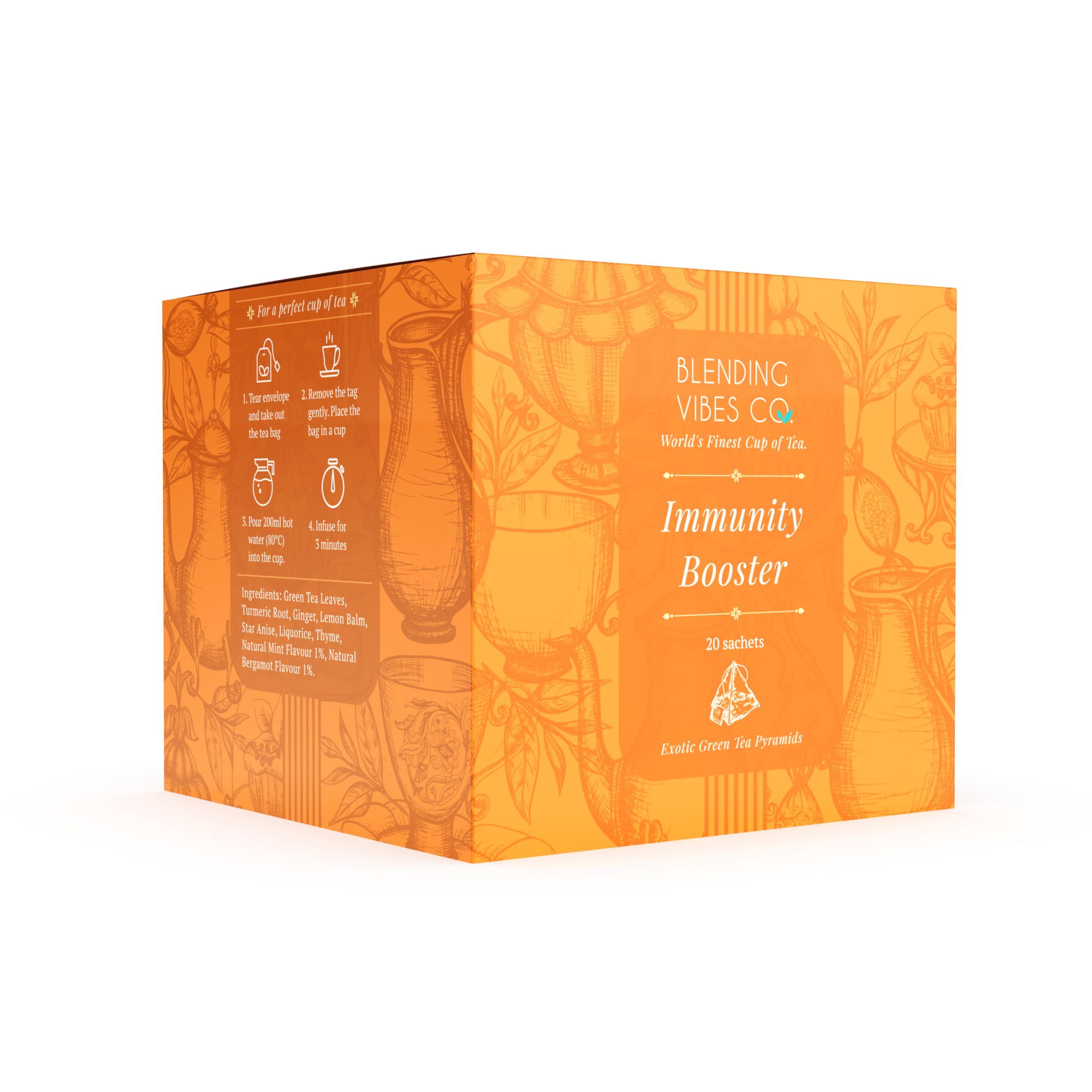 Blending Vibes Immunity Booster Tea | Antioxidant-Rich, Detoxifying, Anti-Inflammatory, Respiratory Relief | Premium Herbal Blend with Green Tea, Turmeric, Ginger, & Licorice | 2 packet | 40 Tea Bags (B0CQC3T5DX) Amazon Price History, Amazon Price Tracker