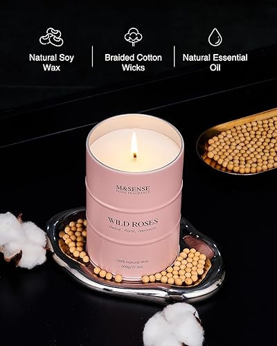 Miniatura 4 de M&SENSE Wild Rose - Vela perfumada natural grande de 120 horas de larga duración, velas de soja de 21.2 onzas, velas de aromaterapia de lujo para