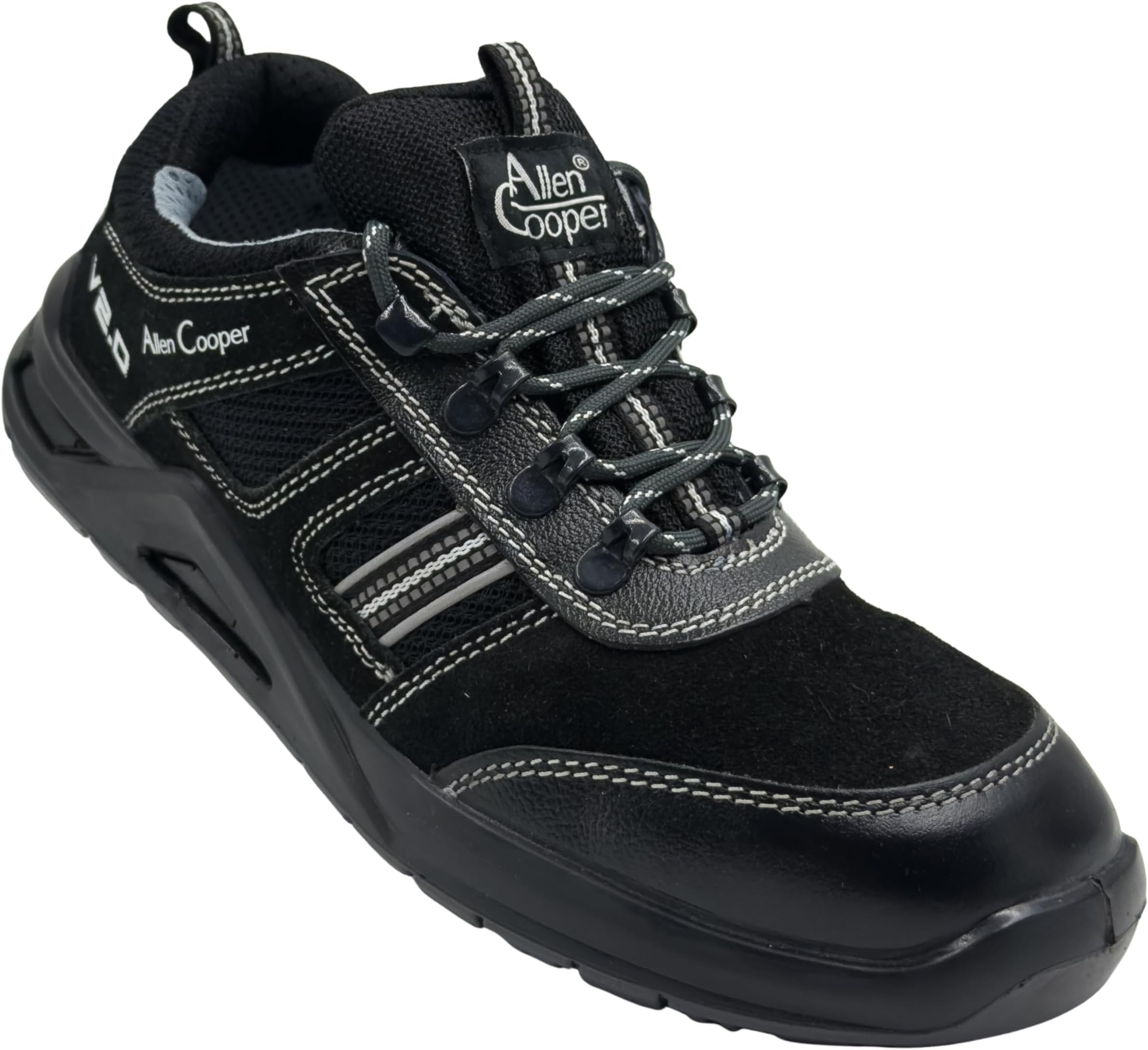 Allen Cooper AC 1156, Special Edition Men's Sporty Safety Shoe, Black Suede Leather, ISI Marked with is:15298 Part 2, Size 06 India/UK