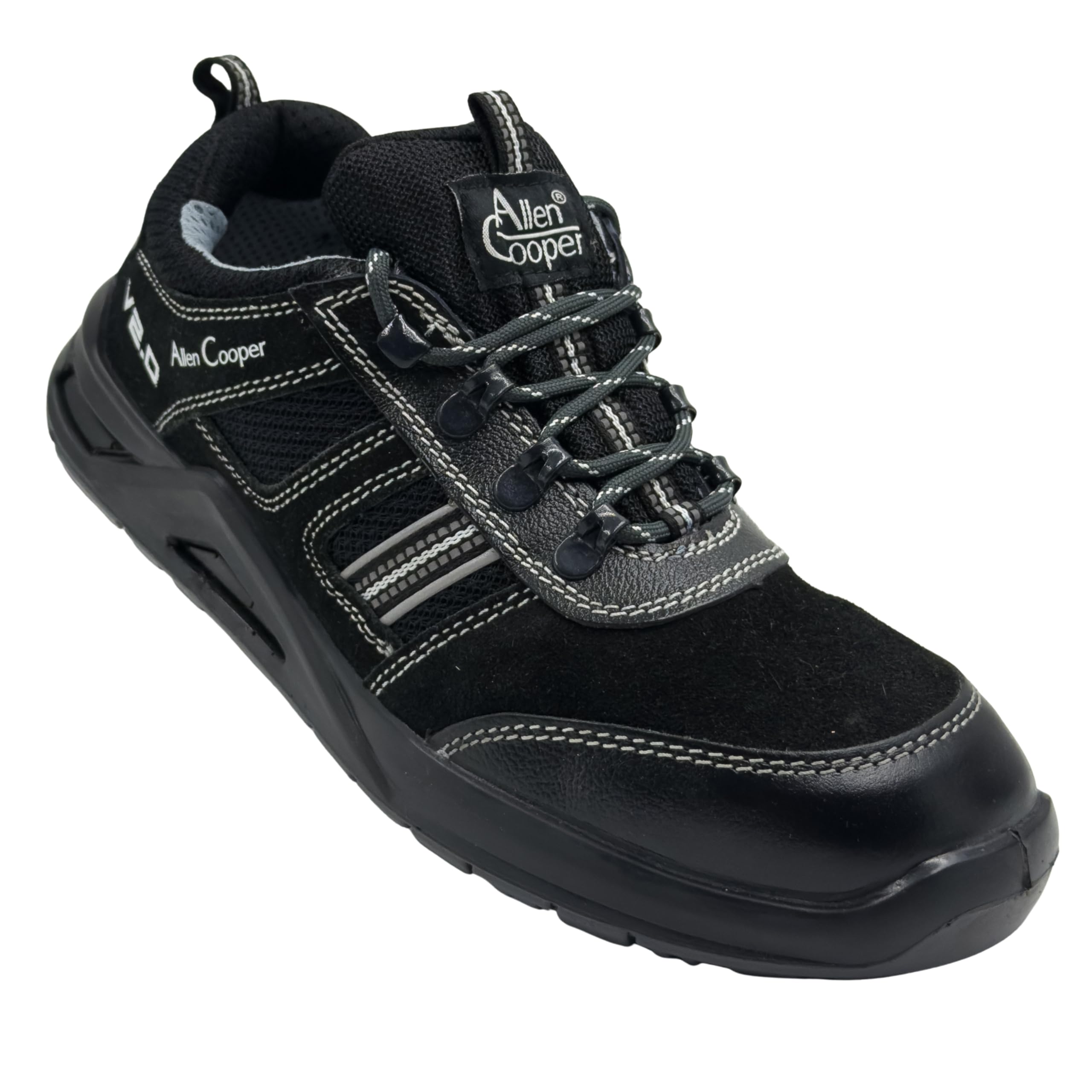 Allen Cooper AC 1156, SPECIAL EDITION Men's Sporty Safety Shoe, Black Suede Leather, ISI Marked with IS:15298 Part 2, Size 10 INDIA/UK