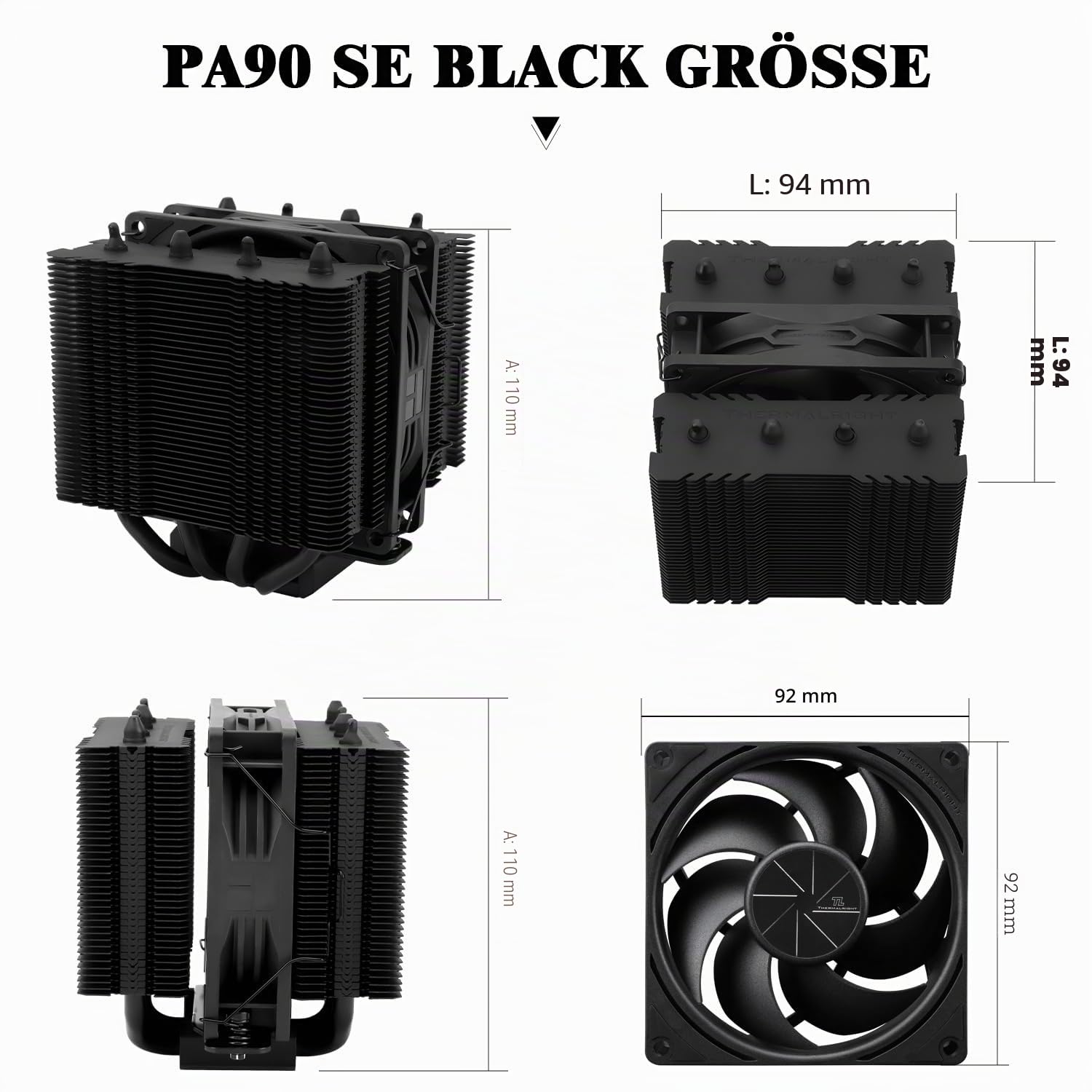 Thermalright Peerless Assassin 90 SE - Raffreddatore CPU dual tower, ventola CPU 110 mm, radiatore per computer AMD:AM4 AM5/Intel LGA 1851/1700/115X/1200 (PA90SE), nero