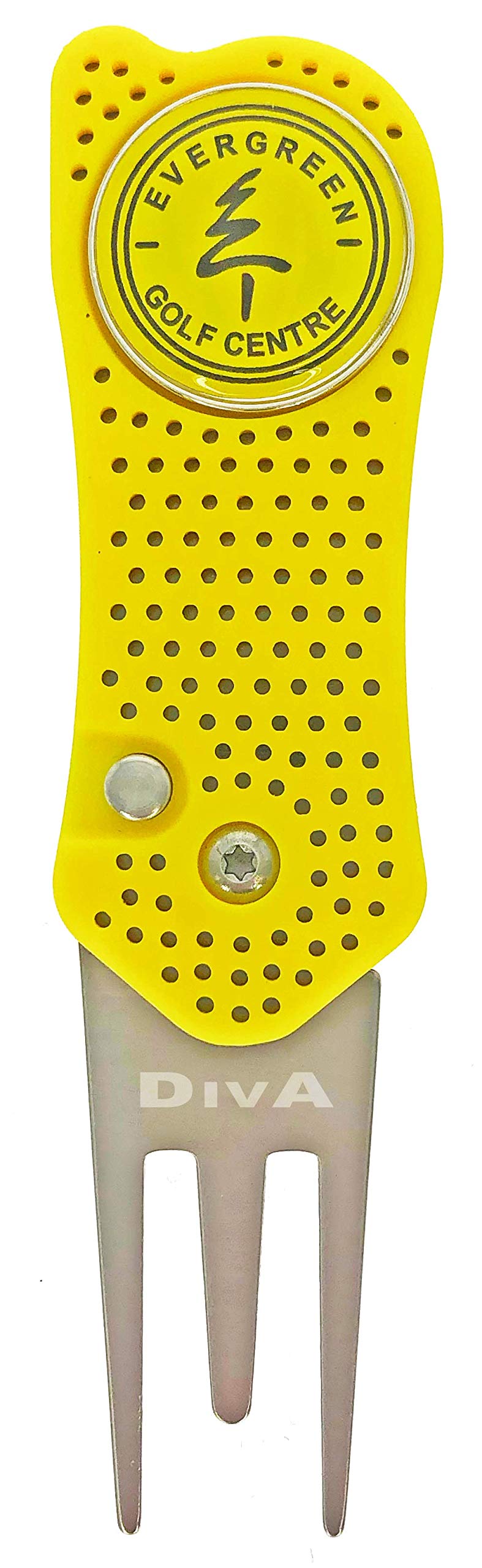 Twisted Frog DivA Aero ST Auto-Open Golf Divot Repair Tool and Ball Marker - Yellow