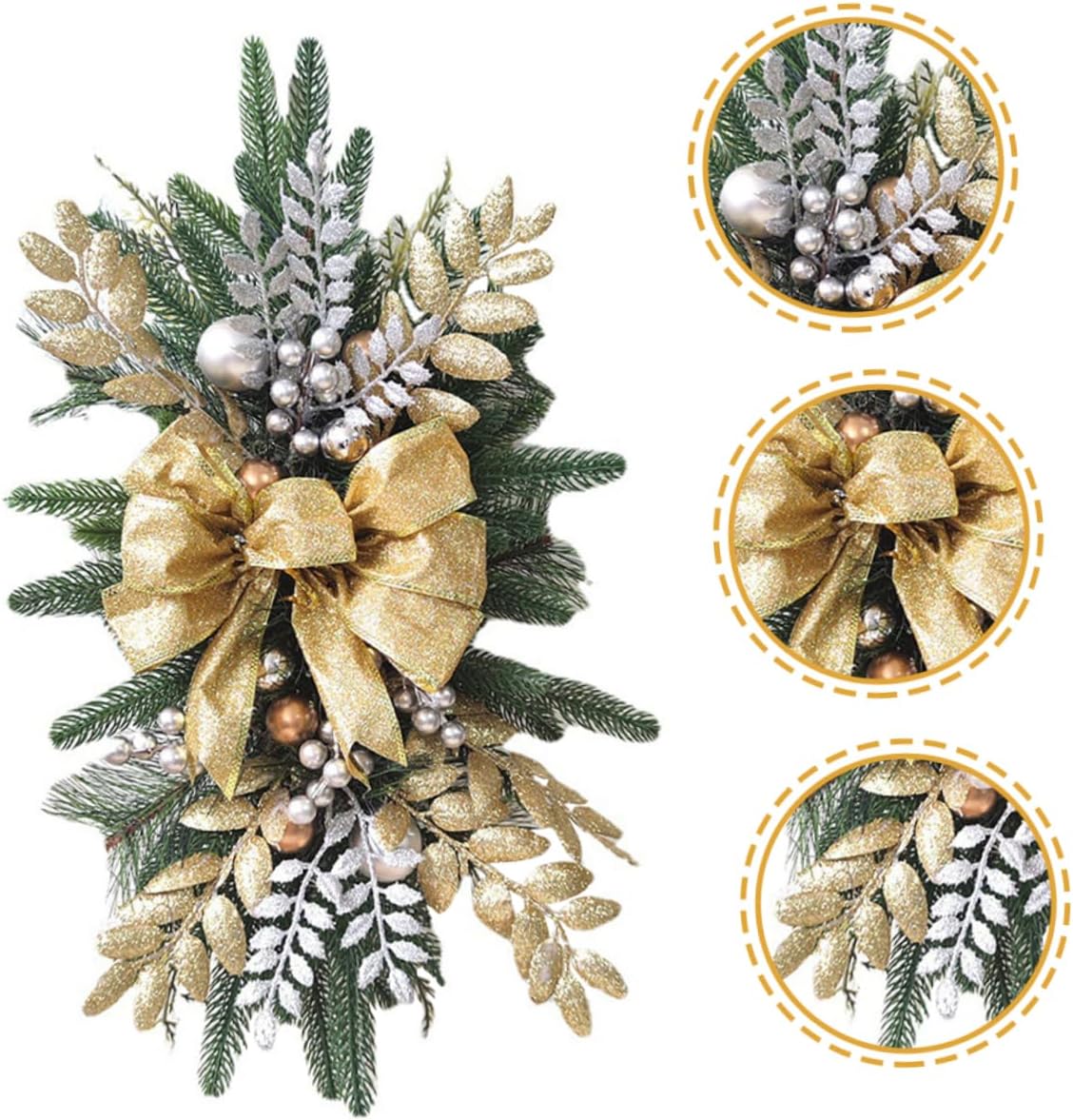 Xmas Stair Railing Swag Wreath Decor Ornament for Front Door Wall Christmas Garland for Holiday Celebrations Wear-Resistant Design