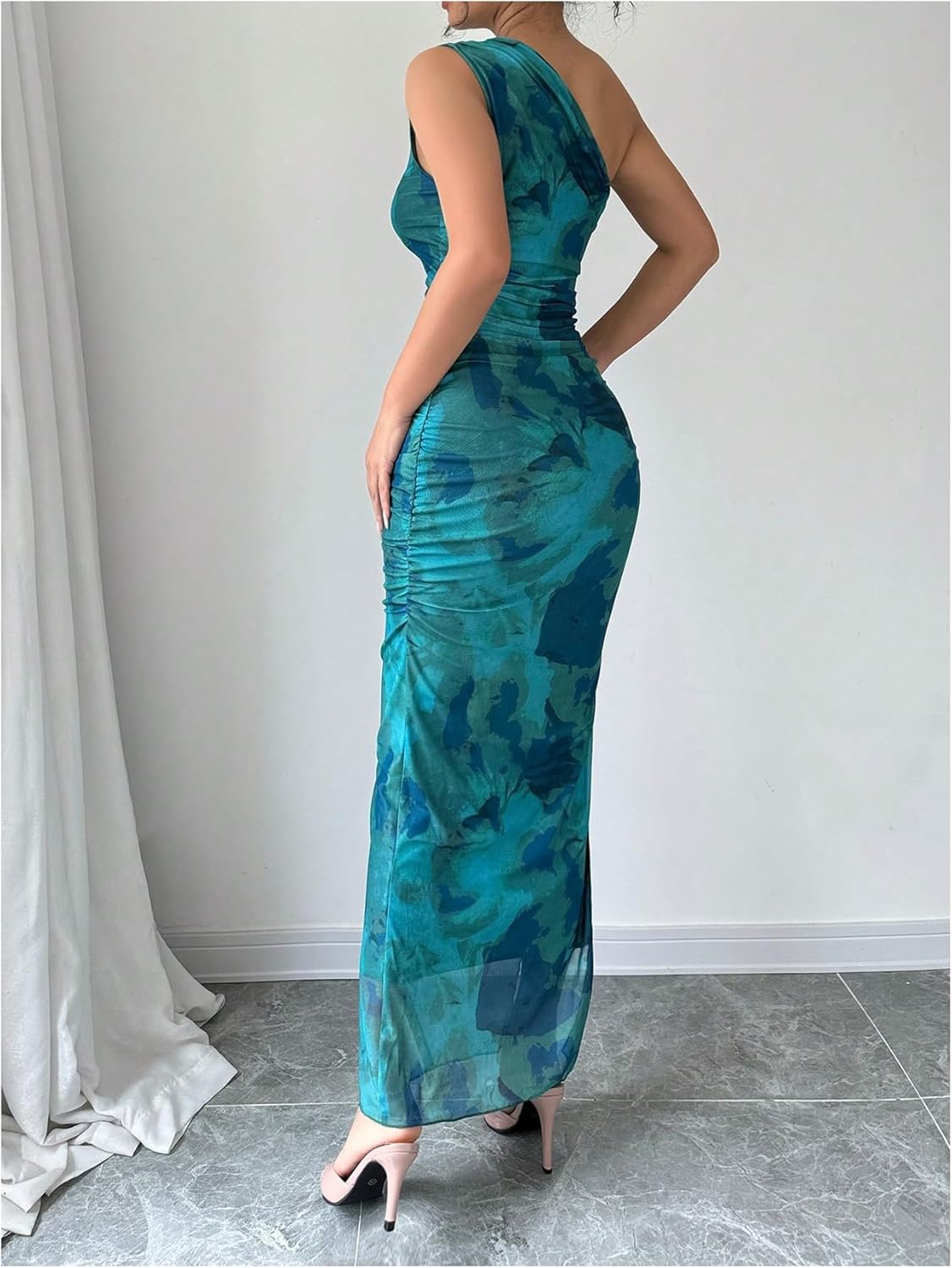 Milumia Women's Floral One One Shoulder Maxi Dresses Wedding Guest Cocktail Long Dresses - Image 2