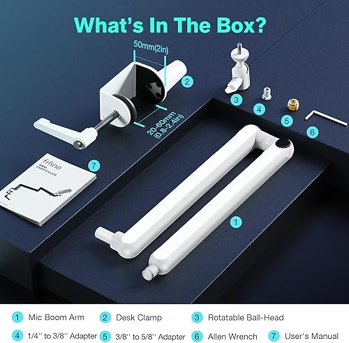 Miniatura 9 de FIFINE BM88W - Soporte de micrófono de perfil bajo, brazo de micrófono de podcast con soporte de escritorio, gestión de canales por cable, brazo de