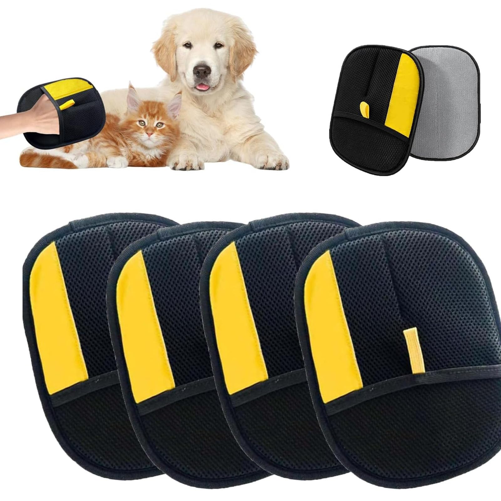 Shedly Pet Hair Glove, Shedly Sweep Pro, Double-Sided Reusable Electrostatic Pet Hair Remover for Couch, Clothing, Carpet (4 pcs)