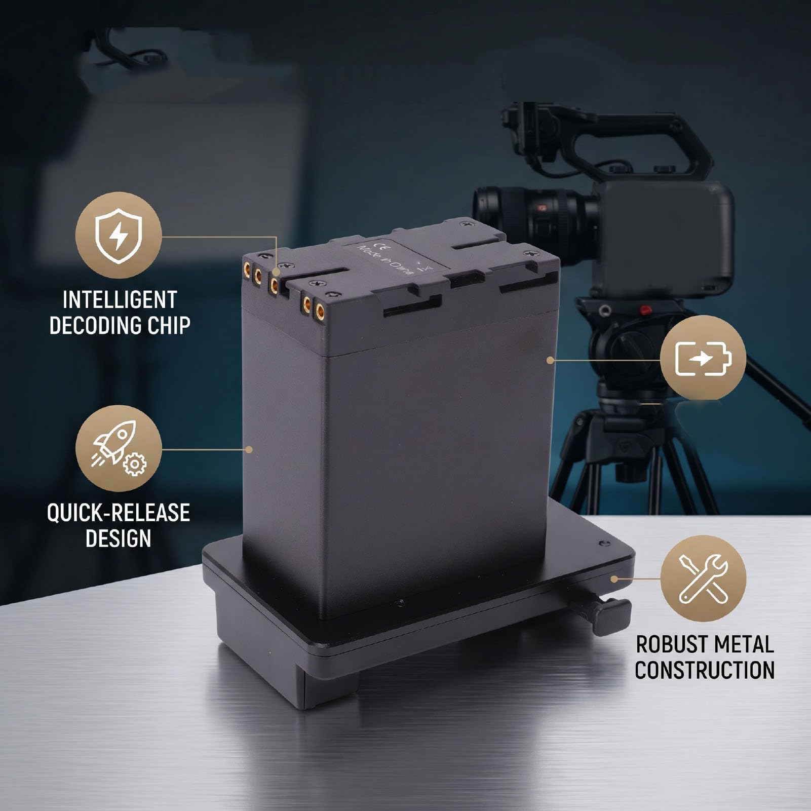 KIMISS Adattatore Piastra Conversione Batteria V Mount, Connettore Alimentazione Esterna per Videocamera con Protezione da Sovratensione per PXWX280 FX6 FS5 Z280