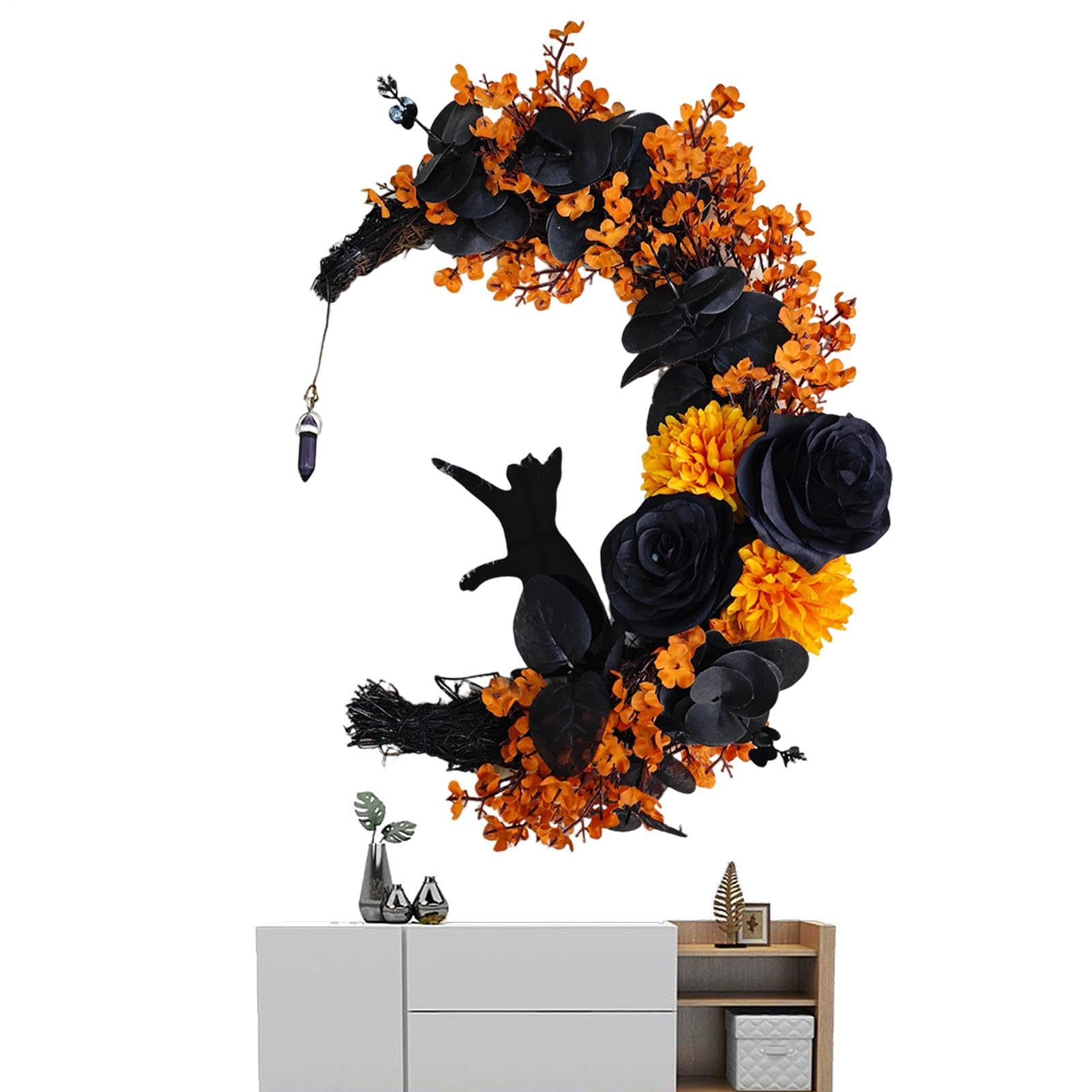 Couronne d'Halloween avec lumière LED pour décoration de maison et fête