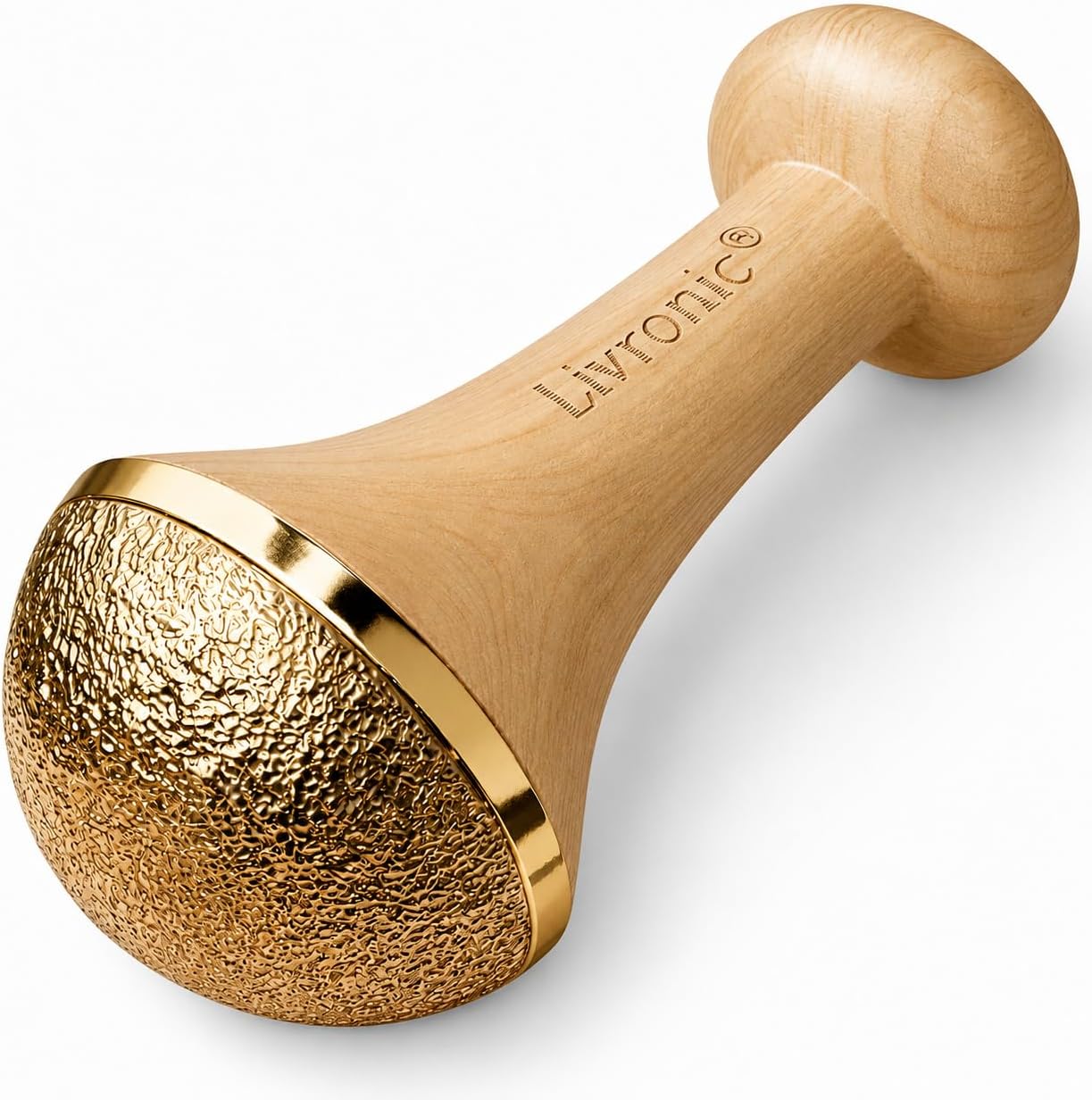 Kansa Vati Foot Massager | Kansa wand foot massager with Teak Wood Handle | Ayurvedic Bronze Kasya Vatki / Kansya Bowl (Katori) Vati | Detox, Foot Relaxation & Stress Relief Tool | Swakansa (Large)