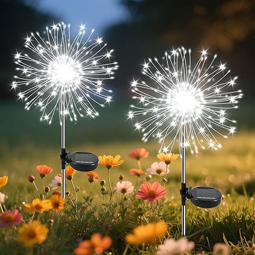 Miniatura 8 de Luces de jardín al aire libre, paquete de 2, 120 luces LED solares de jardín, luces de hadas al aire libre impermeables, luces solares decorativas