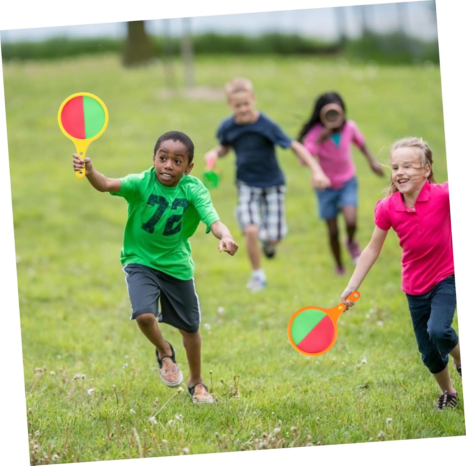 4pcs Family Fun Outdoor Sports Kit Racket Sticky Balls Develop Boys and Girls Skills Ages Style