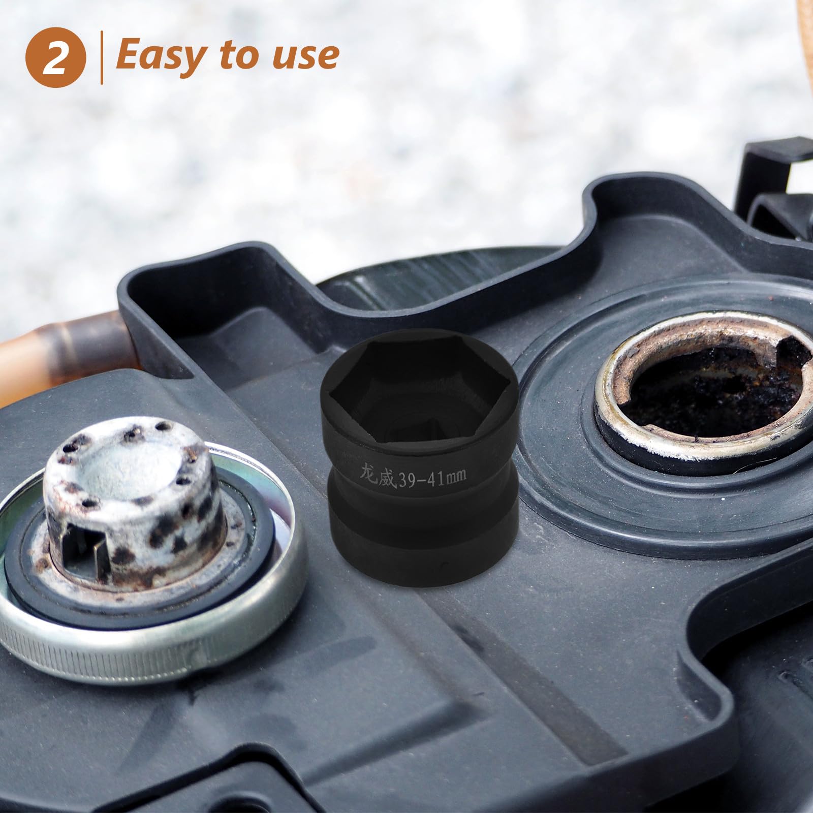 Juego de Vasos de Impacto para Reparación de Motocicleta, Acero Negro, Doble Cabeza, Diámetro 39-41mm, para Desmontar y Ajustar Tuercas en Espacios Estrechos