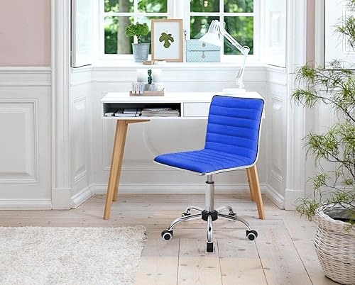 Vista 6 de Furmax Silla de trabajo de respaldo medio, silla de oficina giratoria de cuero con respaldo bajo, silla de escritorio para computadora retro