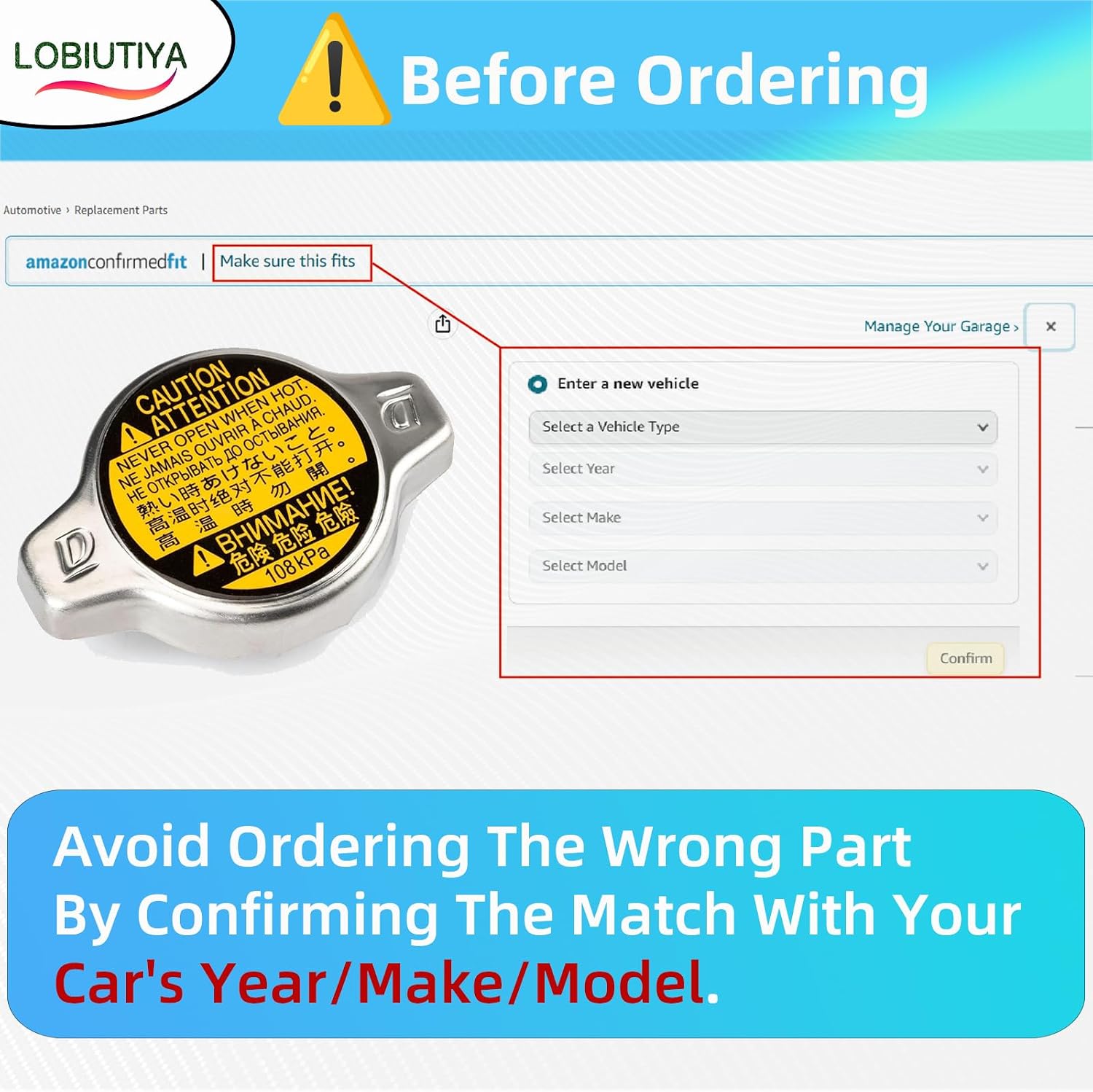 16401-31520 Radiator Cap Replacement For Toyota Avalon Camry Echo Highlander Prius C Sequoia Sienna Solara Tundra, For Lexus ES300h ES350 GS300 (108KPa)#16401-31480 16401-46610 16401-31650