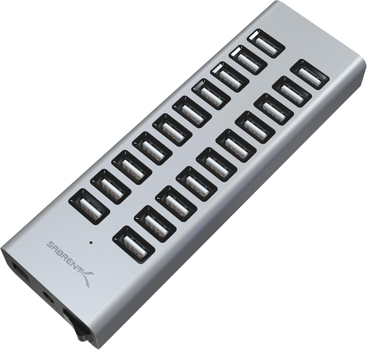 Estación de carga USB 2.0 de 20 puertos de 90 W (AX-P20C) | 20 puertos de carga USB; 90 W; incluye fuente de alimentación de 12 V; cargador de escritorio multidispositivo