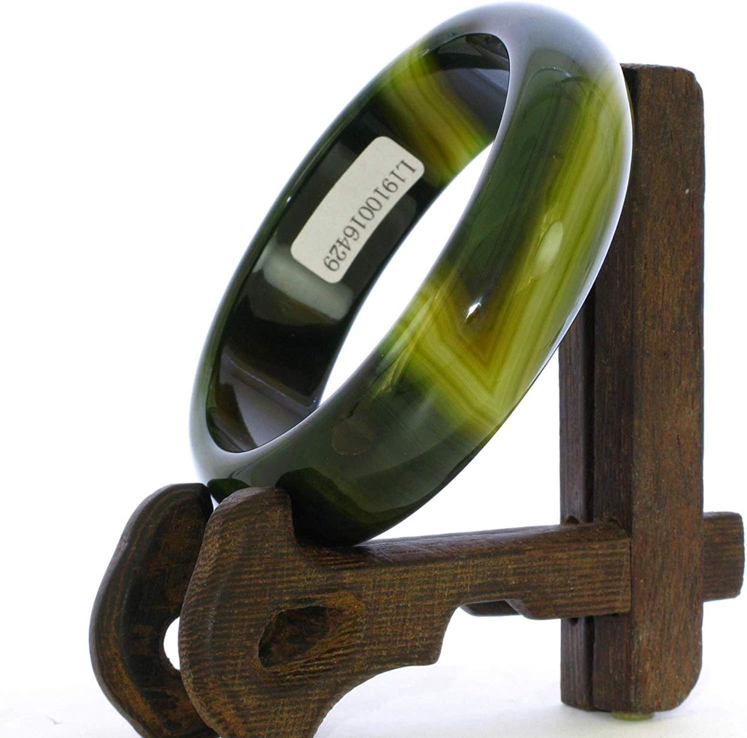 2.3" China Certified Nature Green Chalcedony Jade Women's Bangle Bracelets 6429