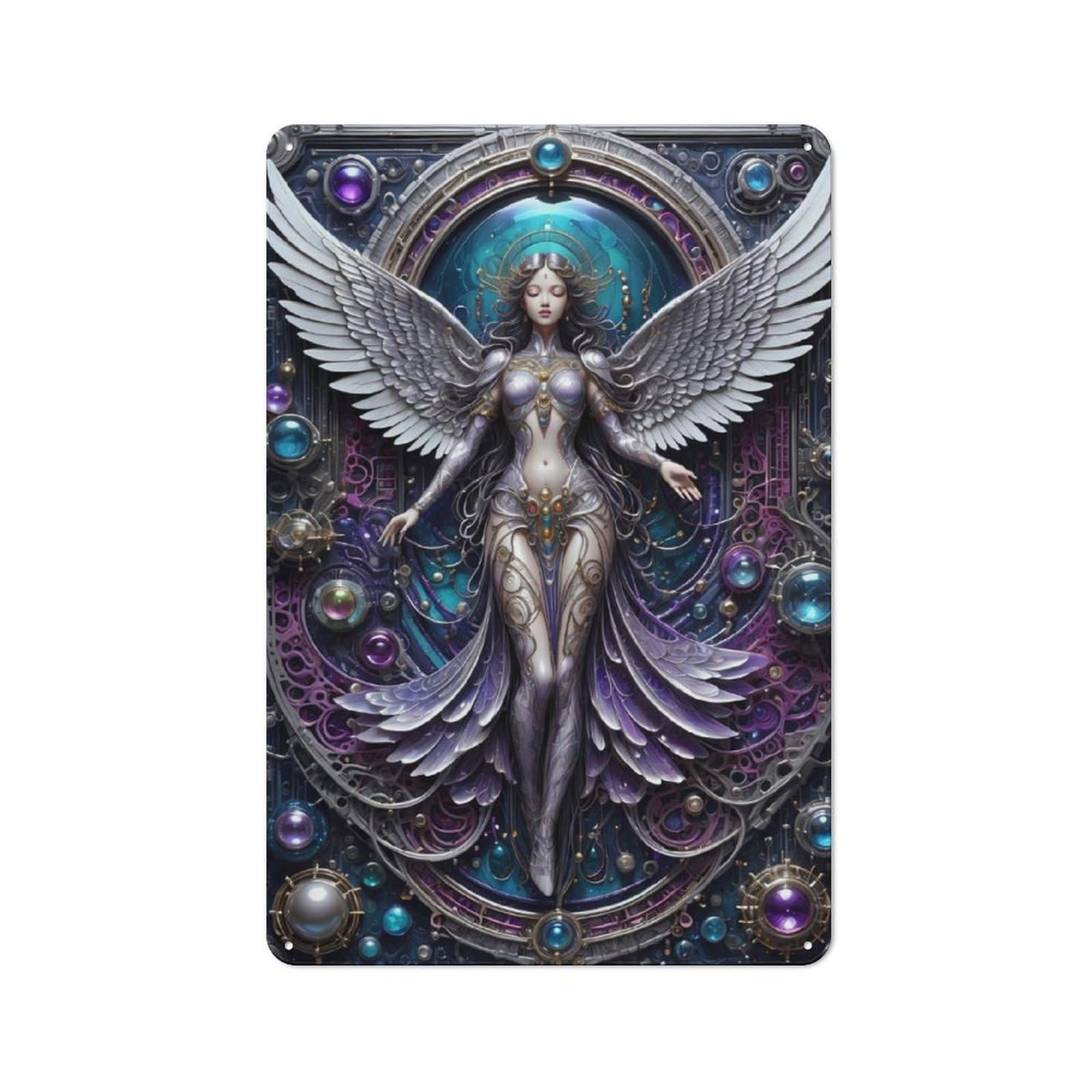 Office Metal Sign with Galactic Angel Steampunk Design 30x20cm, Classic Studio Wall Plaque for Home Office, Reading Corner Or Bedroom