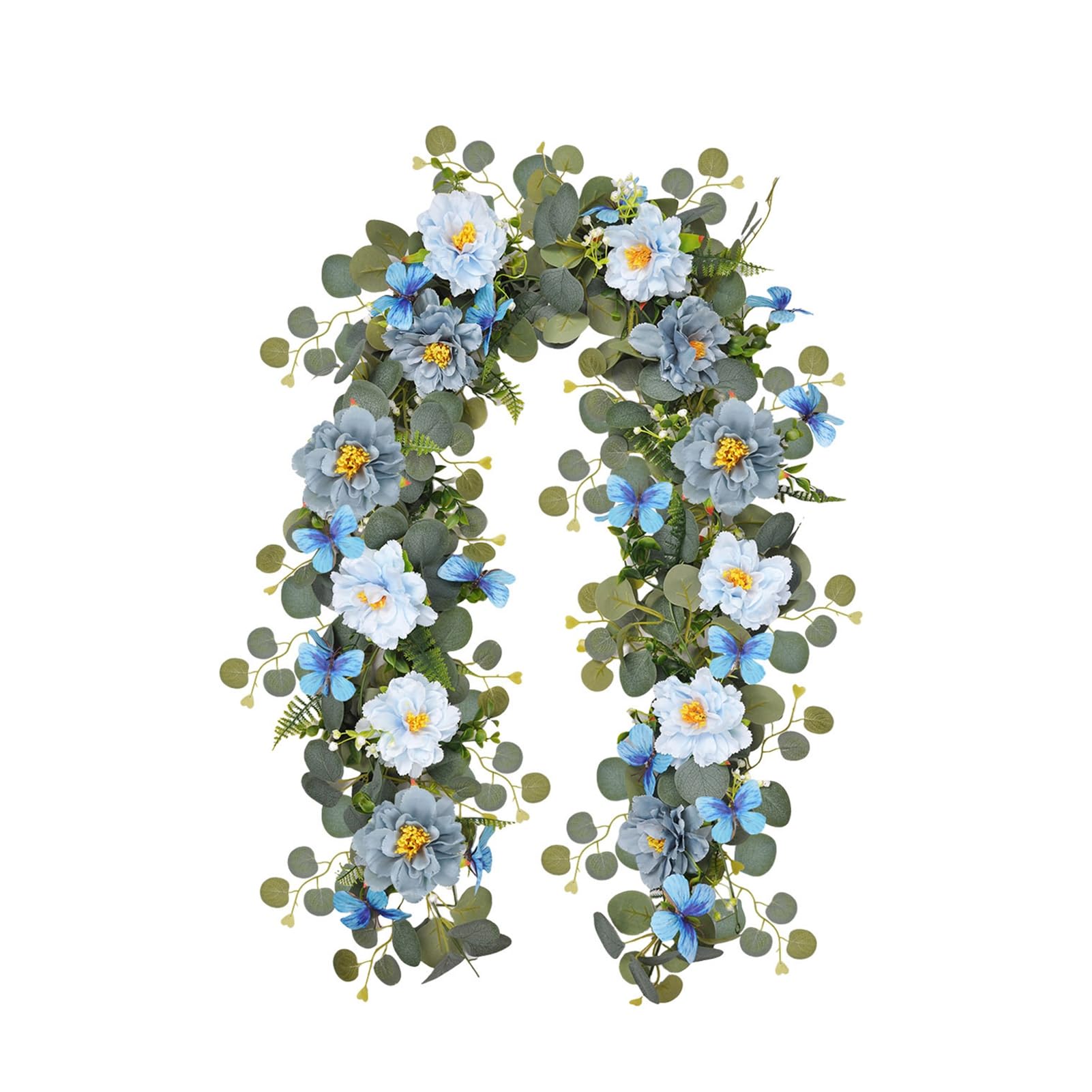 matumou 170/180CM Artificial Peony Flower Garland with Eucalyptus Leaves UV Resistant Realistic Hanging Faux Flower Vine for