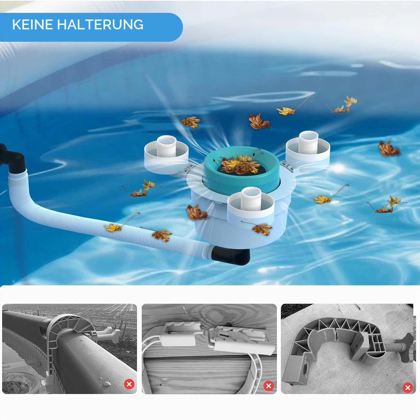 Above Ground Pool Skimmer,No Installation Required, no Adjustable Bracket Required,Comes with 10 Filter Socks, Tri-Float Spin Pool Skimmer,This is the Latest Upgrade.