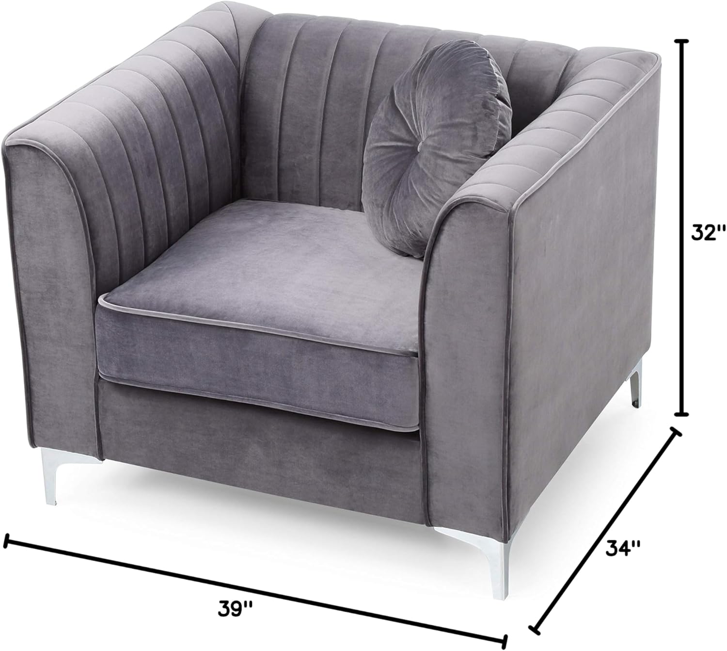 Glory Furniture Delray Velvet Chair in Gray