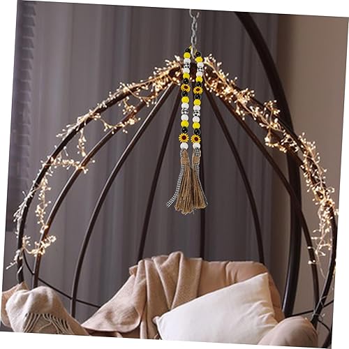 Miniatura 6 de NOLITOY Decoración de cuerdas de girasoles con cuentas de madera, guirnalda de cuentas de madera, colgante decorativo para decoración del hogar y