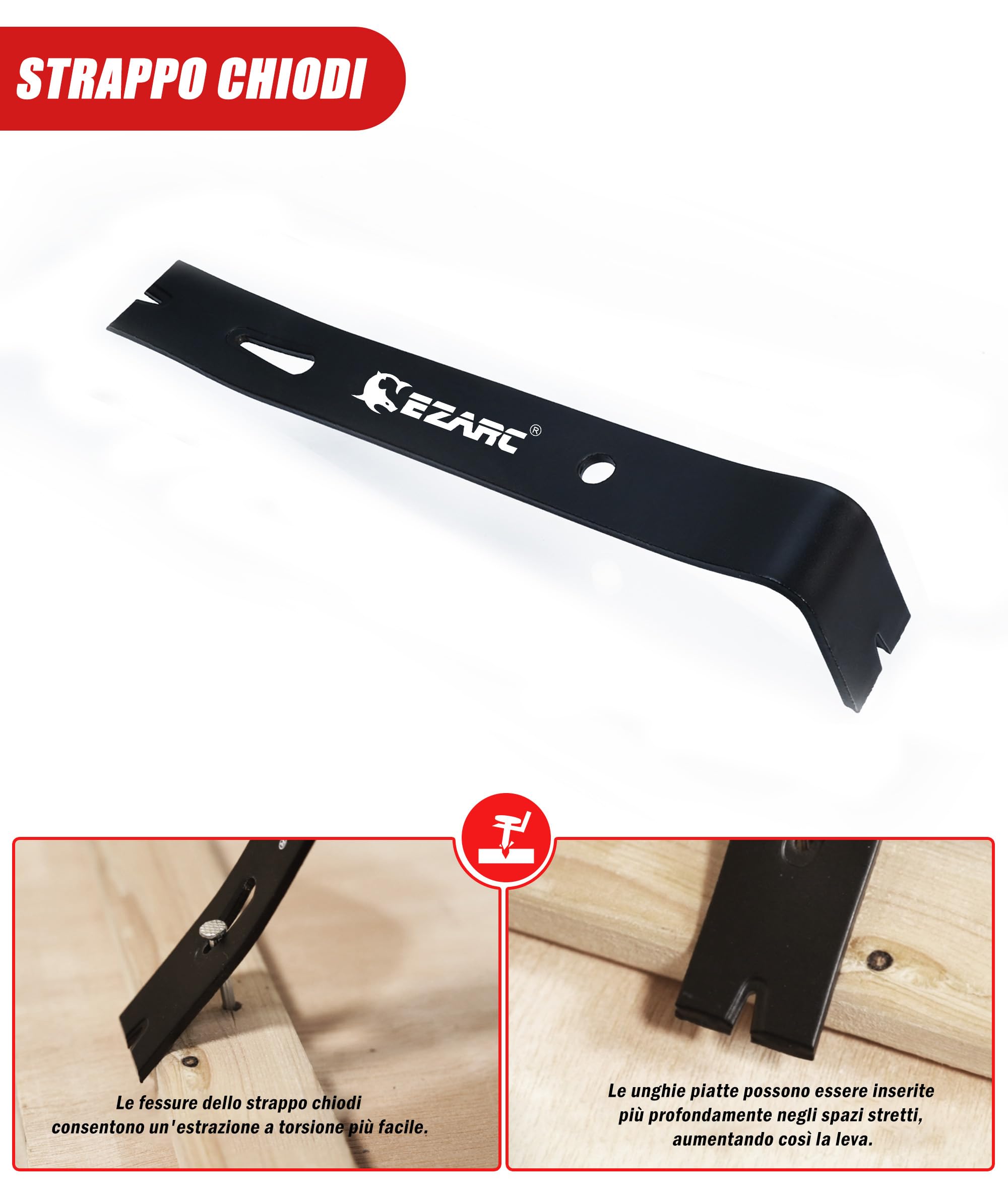 EZARC Kit di strumenti per pavimenti in laminato rinforzato, con martello a doppia faccia, barra di trazione pesante, blocco di battitura, ginocchiere, cuneo e 50 distanziatori per pavimento.