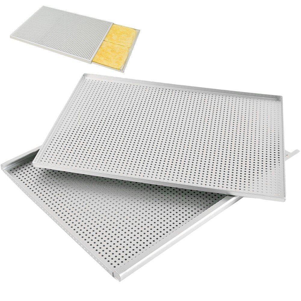 Plaque de cuisson antiadhésive double couche 30 x 40 cm perforée pour une meilleure circulation de l'air, idéale pour la cuisson de croissants, biscuits et pâtisseries