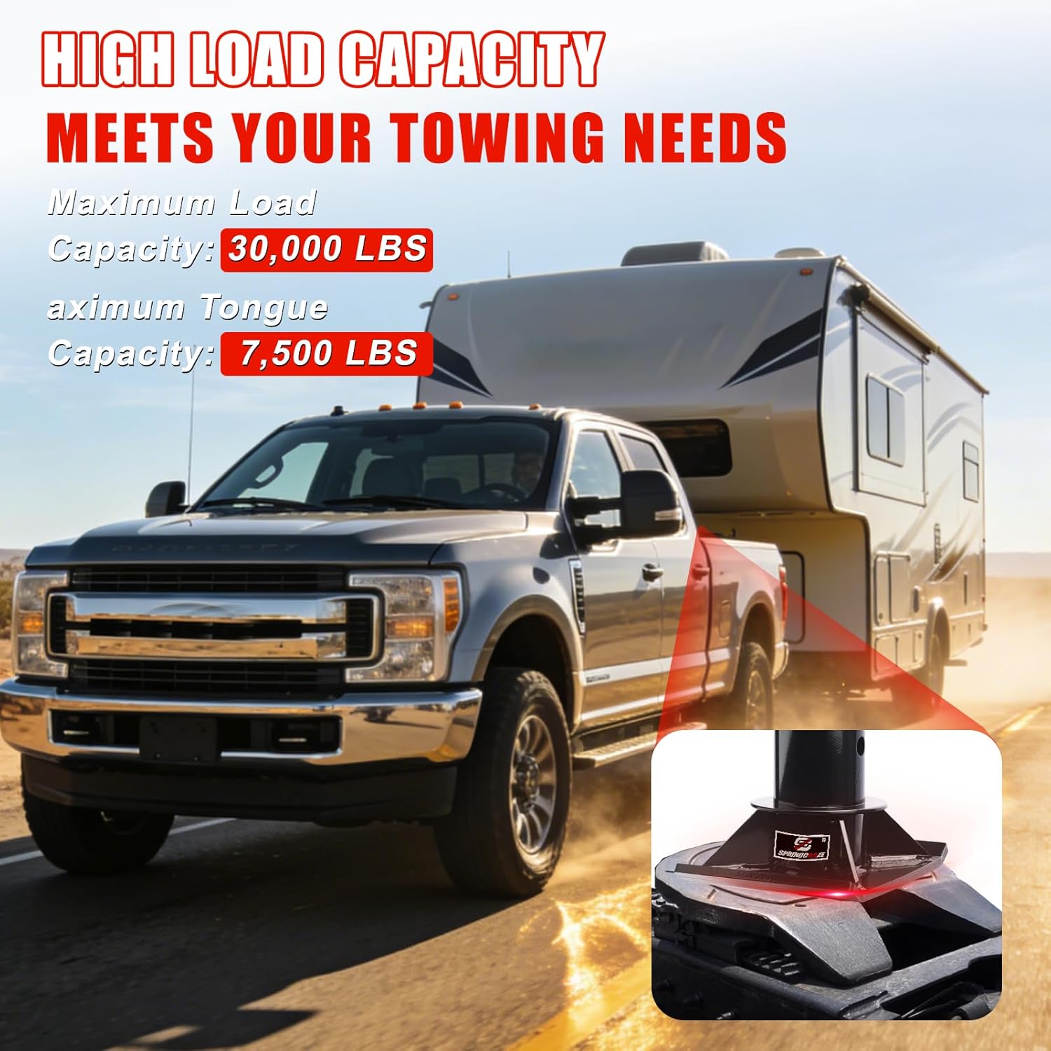 Gooseneck to 5th Wheel Adapter Trailer Coupler, with 4" Round Tube,with 2" Kingpin,Adjustable Height Fit for Campers,Trailers,Tractors- 30000 lb Capacity,with 2 5th Wheel lube Plate