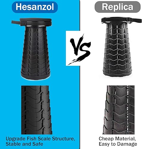 Miniatura 4 de Hesanzol taburete telescópico portátil, 2 generación retráctil taburete para acampar, jardín, pesca, senderismo, viajes, barbacoa, capacidad de