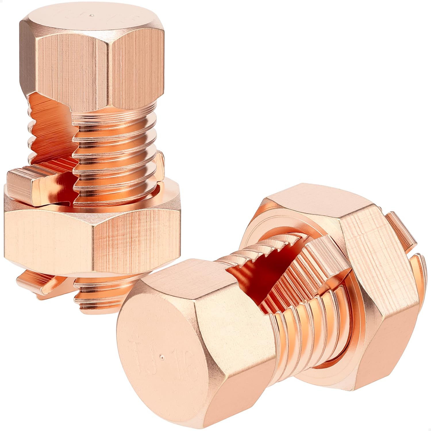 GKEEMARS 6Pcs Split Bolt Connectors, Brass Ground Wire Clamps for Completing Ground Bonding to 6AWG/ 7AWG/ 8AWG Bare Wire TJ-16