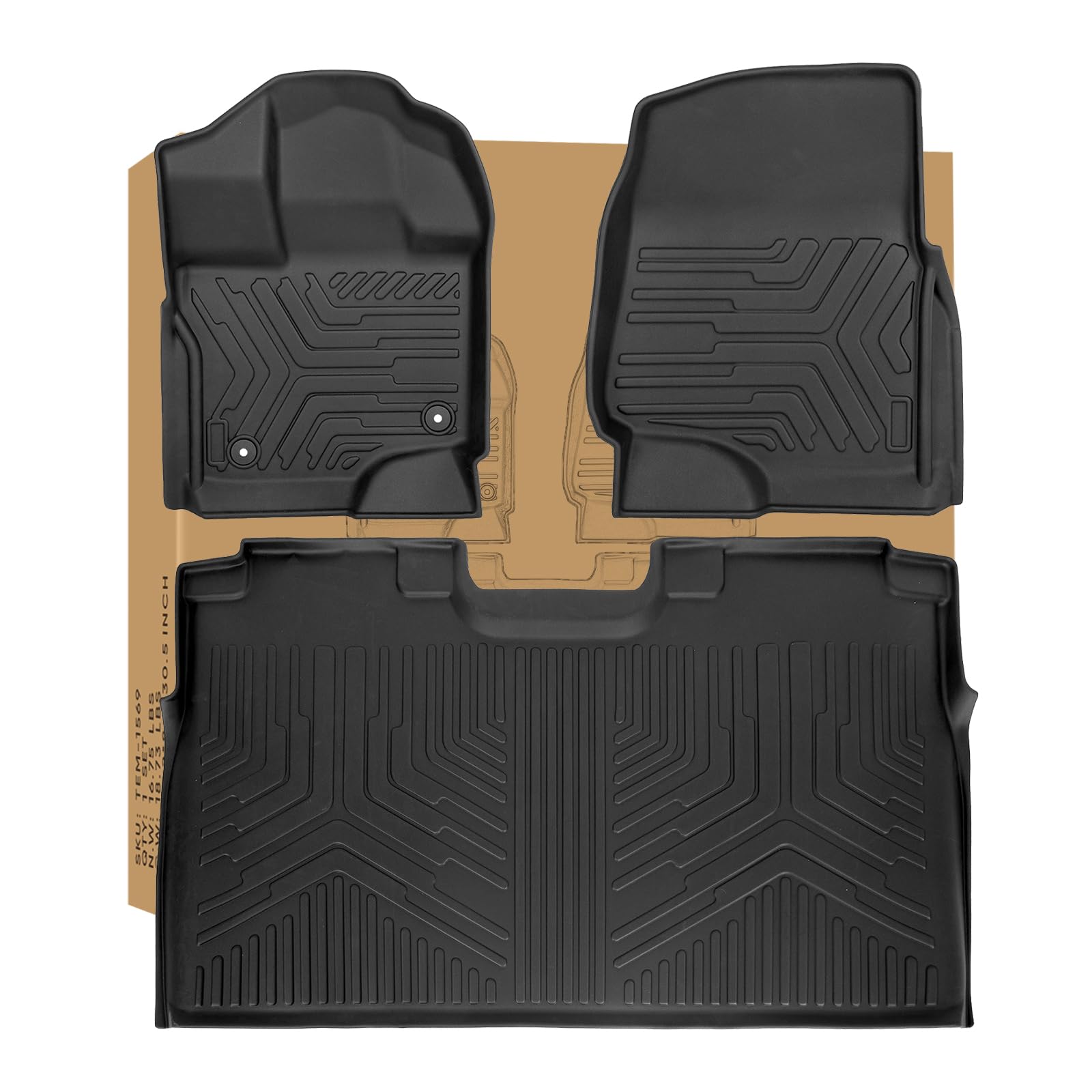 Weize Floor Mats Cargo Liner for Ford F150 SuperCrew Cab 2015-2024 2025/2022-2025 F-150 Lightning Front & 2nd Row All Weather TPE Truck Liners (Not Fit Rear Seat with Under-Seat Fold Flat Storage)