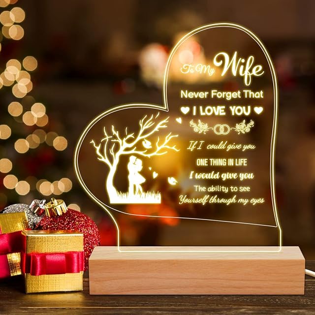 OKKEAI Wife Gifts Night Light Wife Birthday Gifts,Anniversary Wife Gifts for Her Valentines Wedding Present from Husband Christmas Gifts