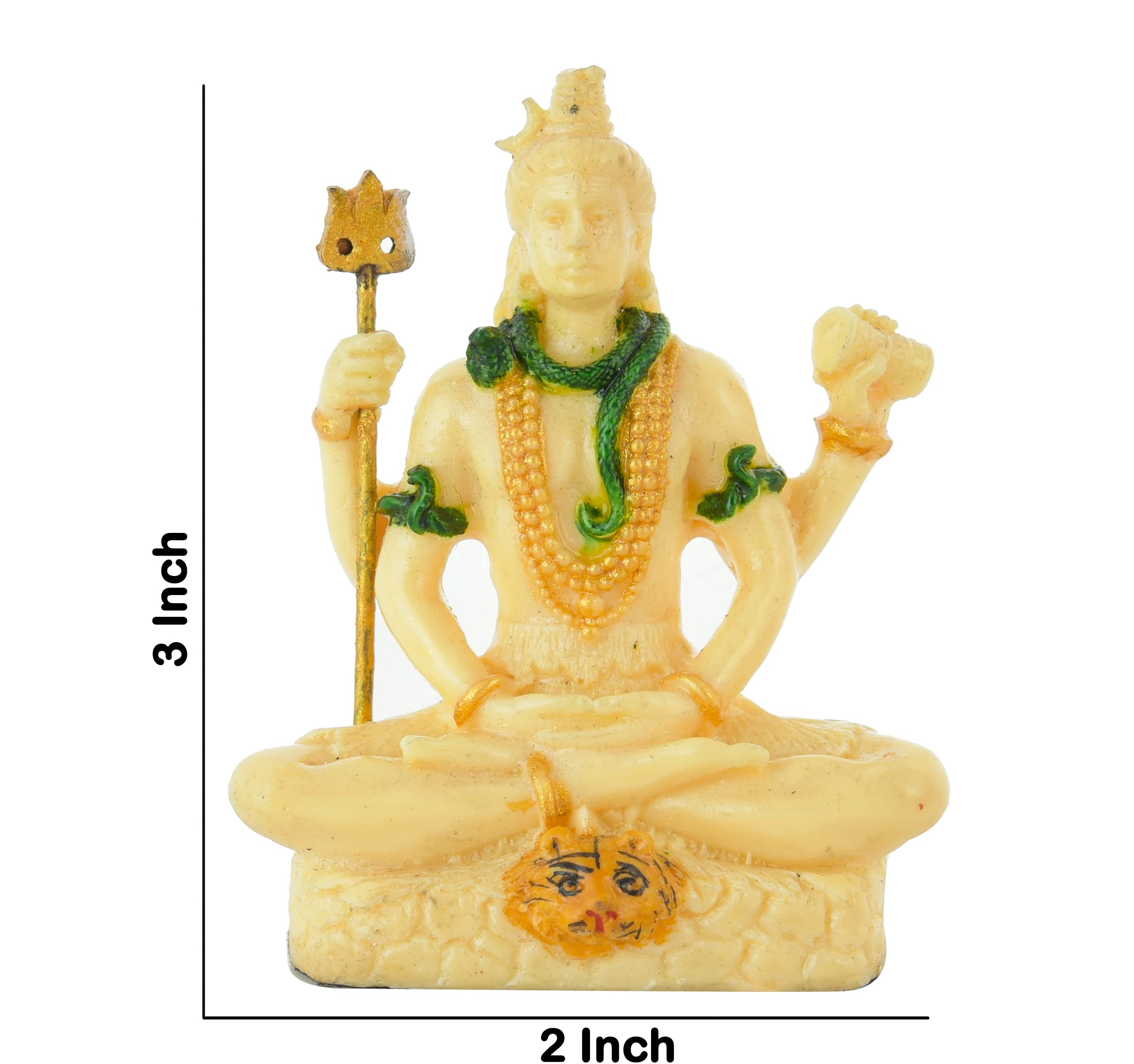 Archna Polyresin Handicraft Lord Shiva Sitting on Dhyan Mudra Murti Figurines Idol for Home Office Pooja Room Mahadev Sculpture (3x2 inch, Beige) - Image 5 thumbnail