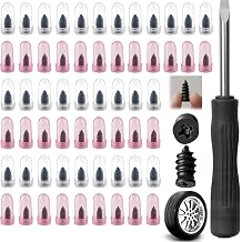 PUSKIU Tire Repair Rubber Nail Kit with 2 Sizes, Screw in Tire Plugs Rubber Screws, Tire Repair Screws for Tubeless Tires, Fast Emergency Tire Repair for Car Motorcycle Bike Truck 60 Pcs
