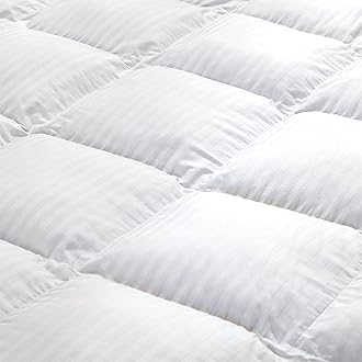 Luxurious All-Season Goose Down Comforter Duvet Insert, Exquisite Queen White Stripe Design, 1200 Thread Count 100% Egyptian Cotton Down Proof Fabric, 55 oz. Fill Weight