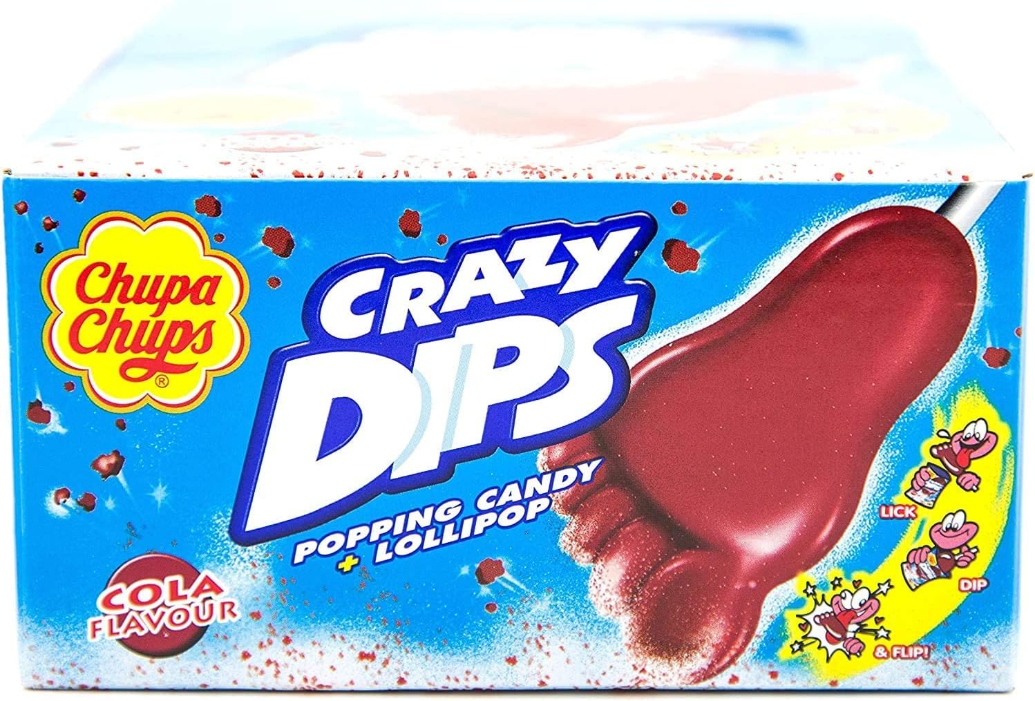 Chupa Chups Crazy Dips Cola Flavoured Popping Candy + Lollipop 24 Pieces, 384g