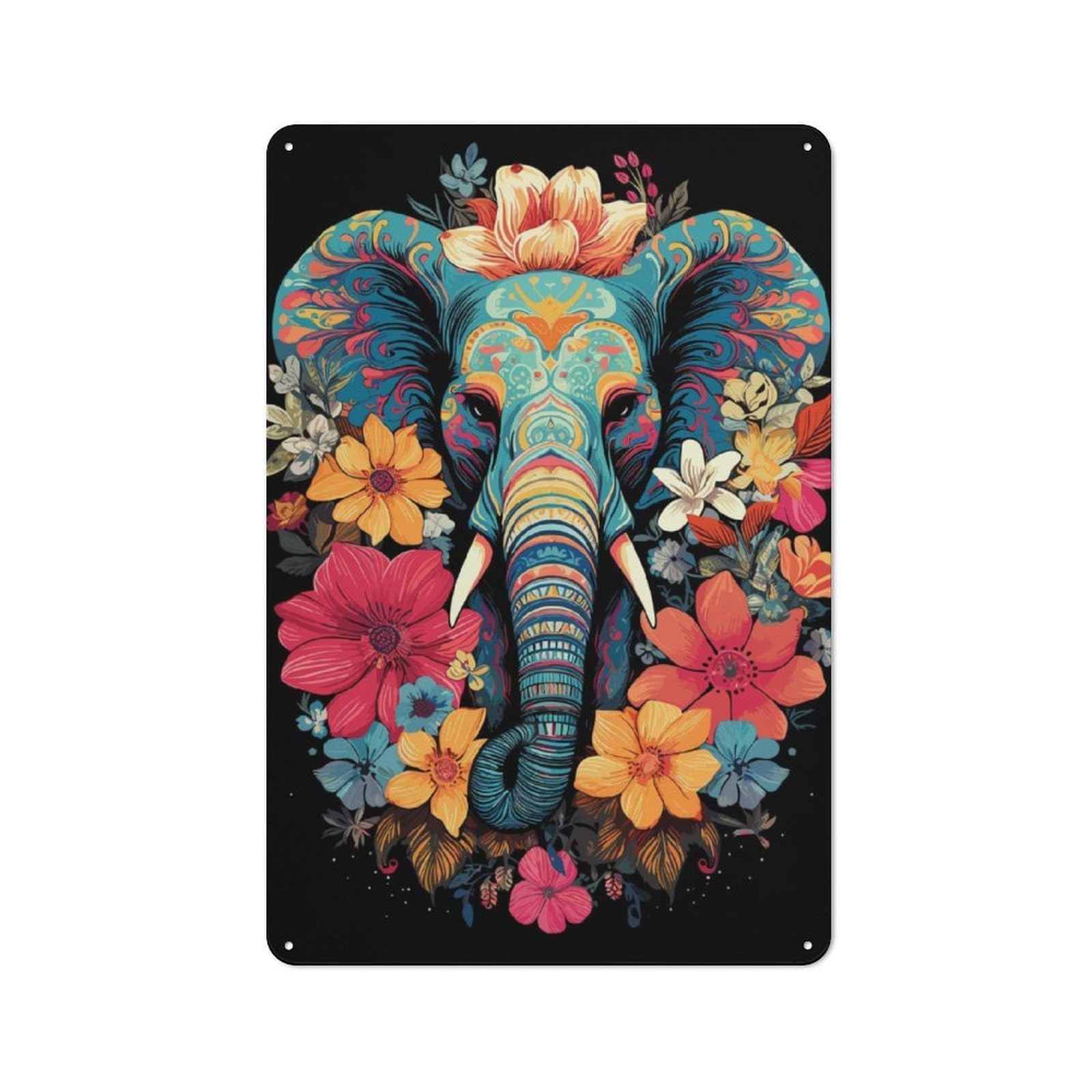 Junmoney Elephant Retro Metal Plaque 30X20cm For Dining Room Or Kitchen, For Kitchen, Dining Room And Home Bar Wall Decor