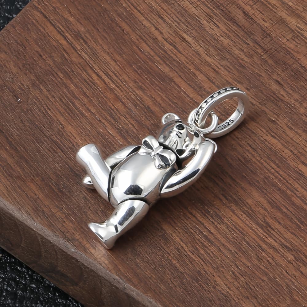 ForFox Ciondolo Orso Orsacchiotto Teddy Bear in Argento Sterling 925 per Uomo Donna