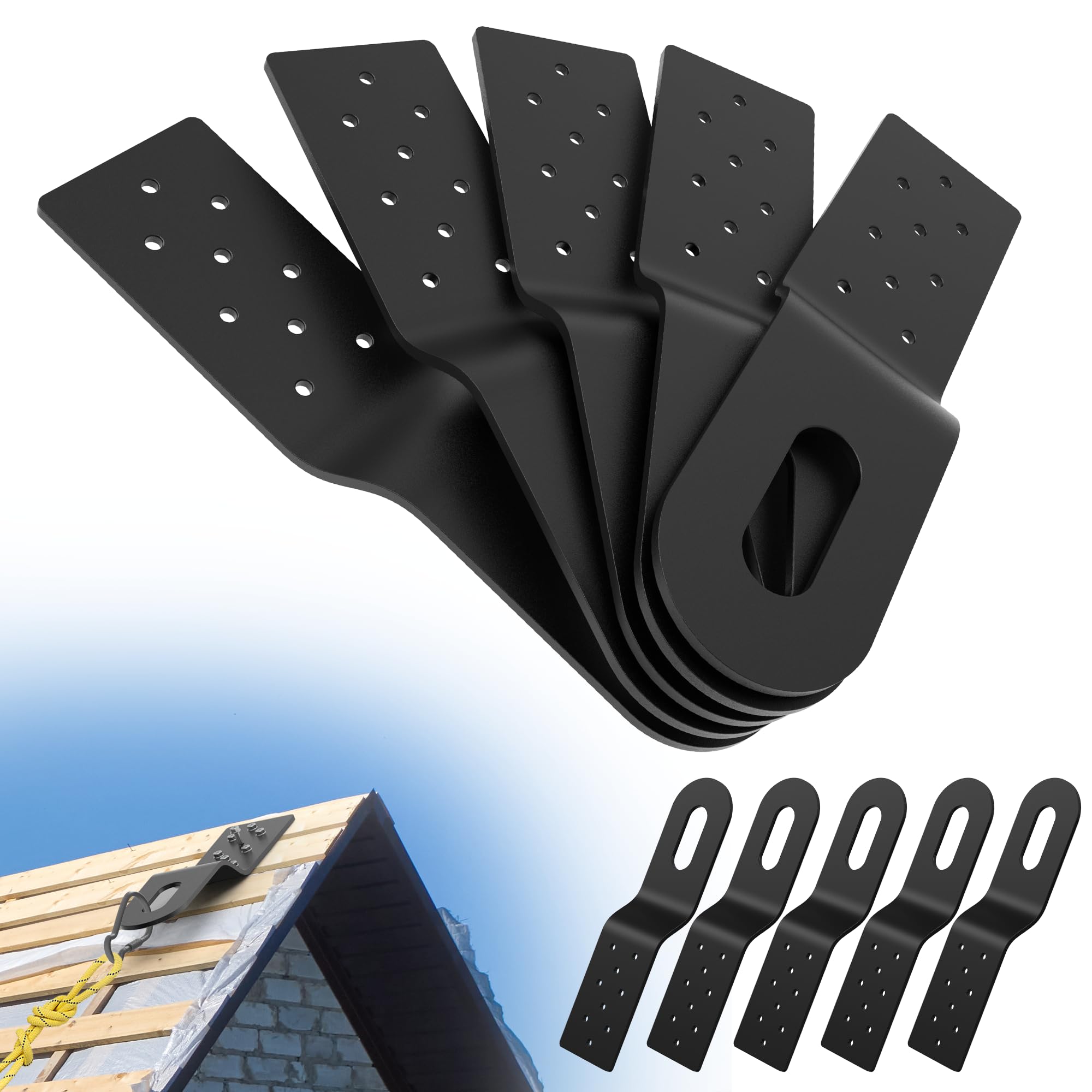 10-Pack Permanent Roof Safety Anchors for Fall Protection, Black