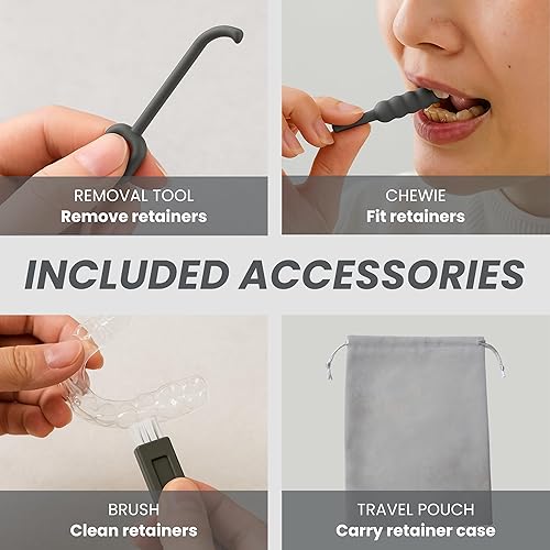 Miniatura 6 de Estuche de limpieza para dentaduras postizas con herramienta de extracción de retenedor y cepillo, taza de baño sin fugas, cuidado limpio completo