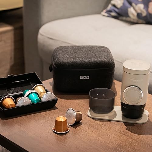 Miniatura 5 de WACACO Minipresso NS2 - Funda protectora con caja de cápsulas, posavasos y toalla, accesorio para máquina Minipresso NS2