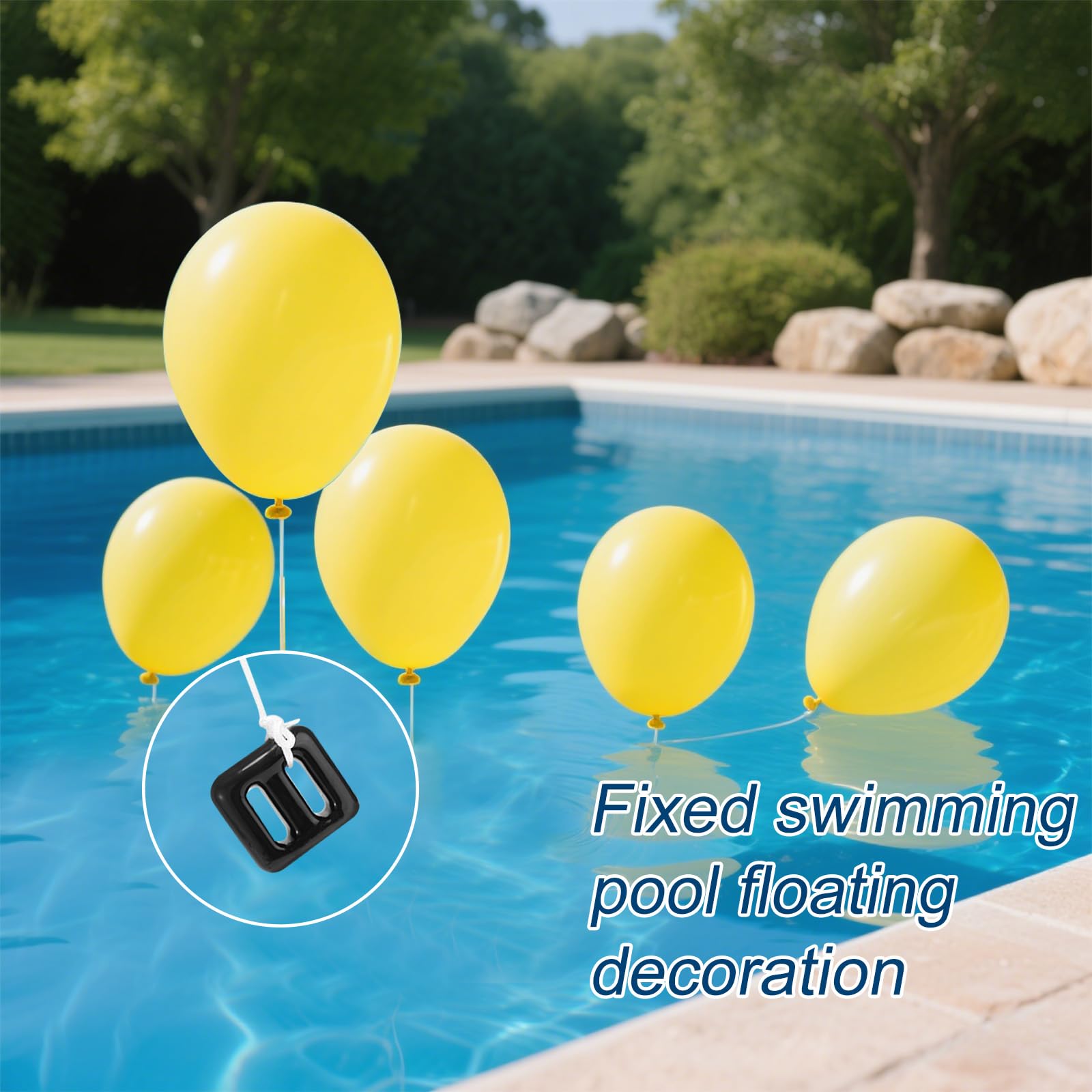 Lyreh 2pcs Ancrages de Rechange pour Fontaine de Piscine, Poids d’Ancrage avec Corde 5 m 150g pour Bouées Flottantes (Noir)