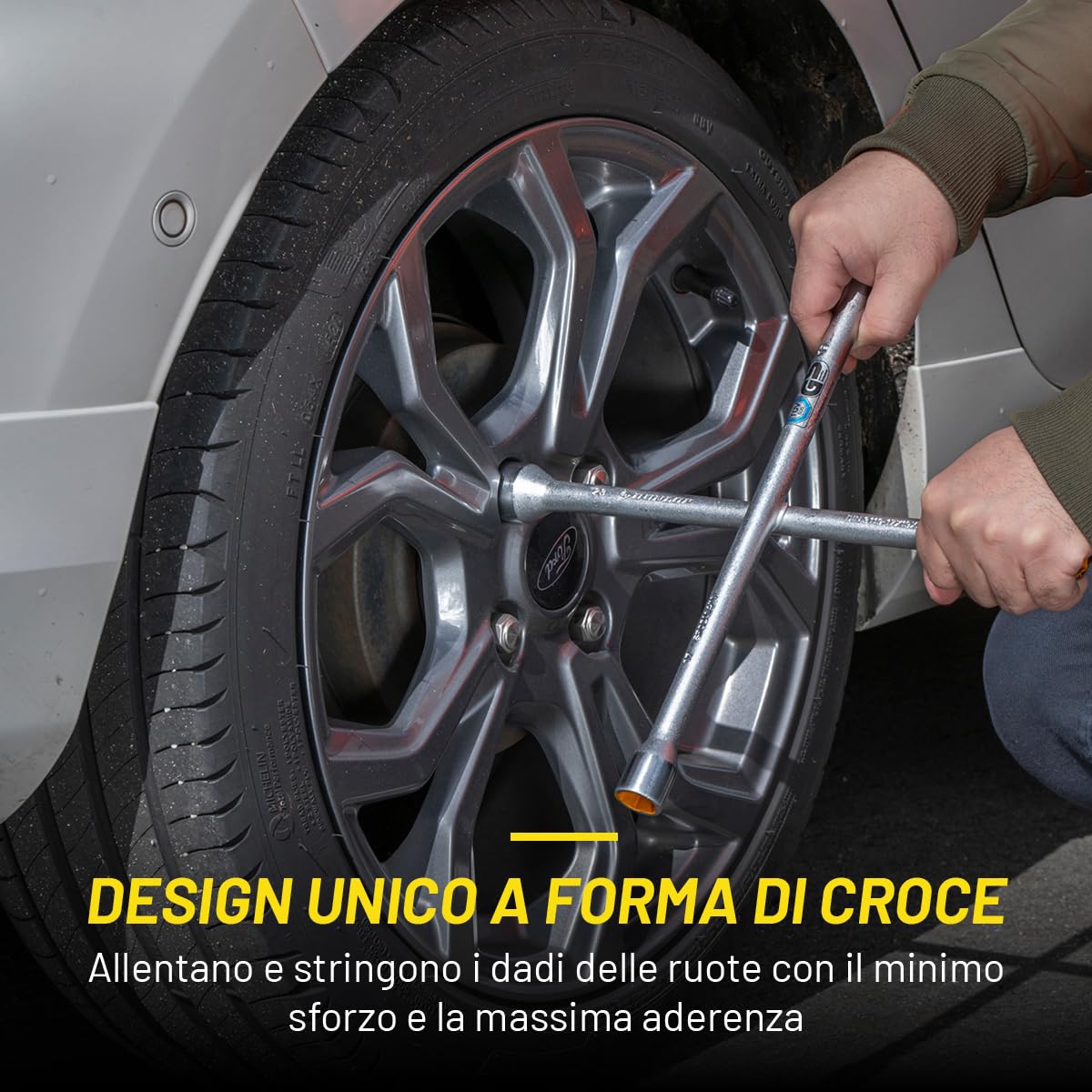 DUNLOP Chiave a Croce in Acciaio per Sostituzione Ruote Auto Macchina 17 19 21 23 mm