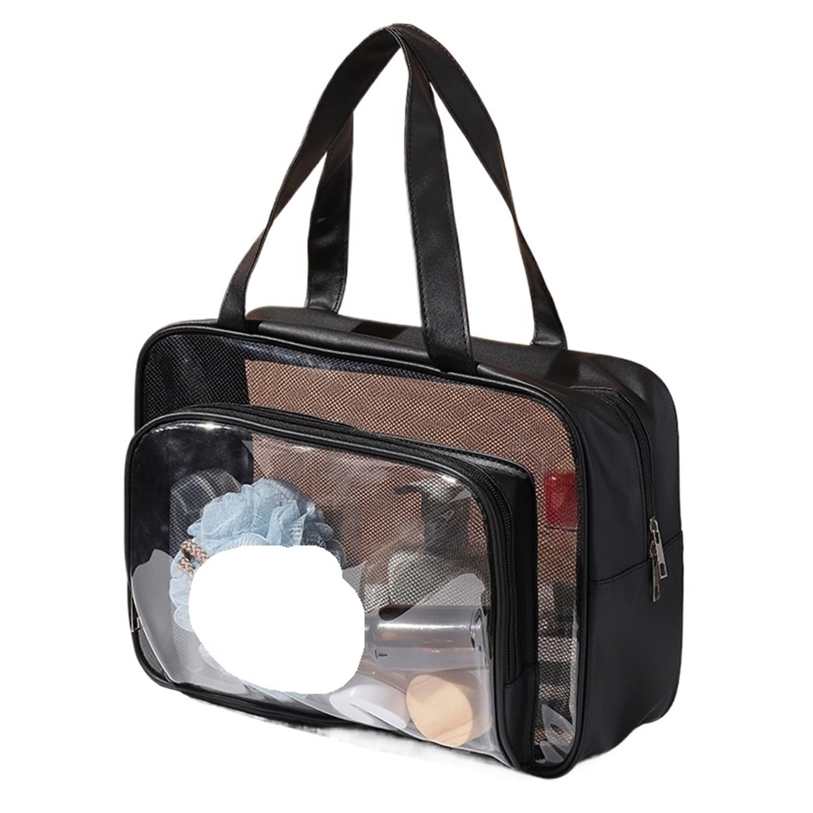 Tragbare Kulturtasche mit großem Fassungsvermögen, PVC-Schwimmtasche, Reisetasche, Kulturtasche, Trocken- und Nasstrennung, Kosmetiktasche Geeignet Für Reisen, Bad, Schwimmen(Black)