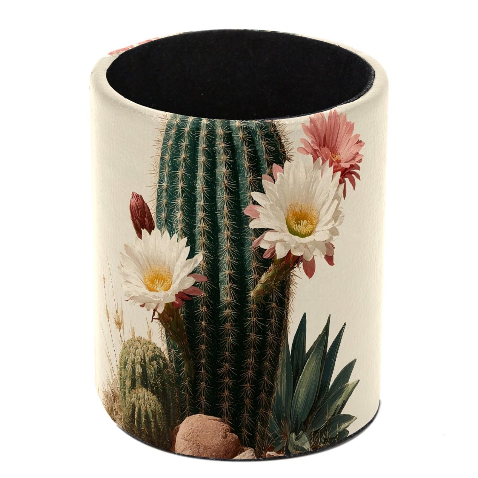 FWJZDSP Cactus Flowers Pencil Cup Pen Organizer Makeup Brush Holder for Office Home Countertop Desk Accessory Storage
